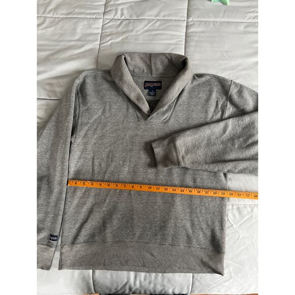 VTG jansport‎ grey shawl neck pullover sweater sz S 50% cotton 50% polyester ￼ - Picture 1 of 5